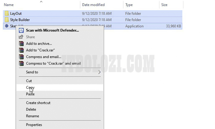 Ta tiến hành Copy 3 File Sketchup trong thư mục Crack
